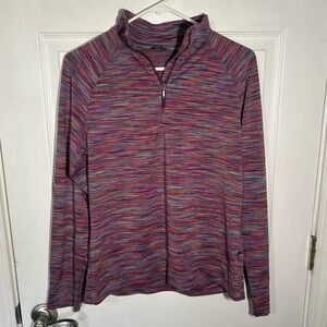 Merrell Select Wick Striped 1/4 Zip Long Sleeve Top Large Performance Purple